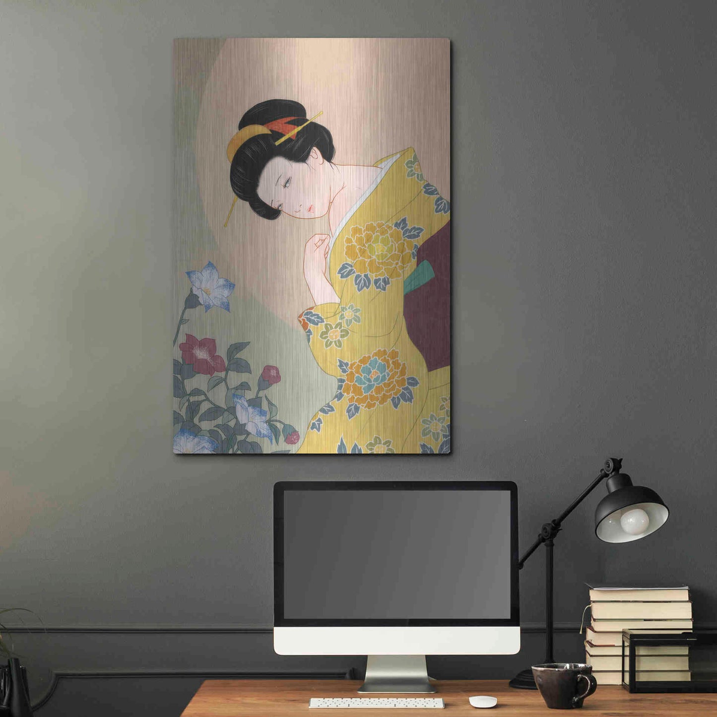 Luxe Metal Art 'Kikyou' by Sai Tamiya, Metal Wall Art,24x36