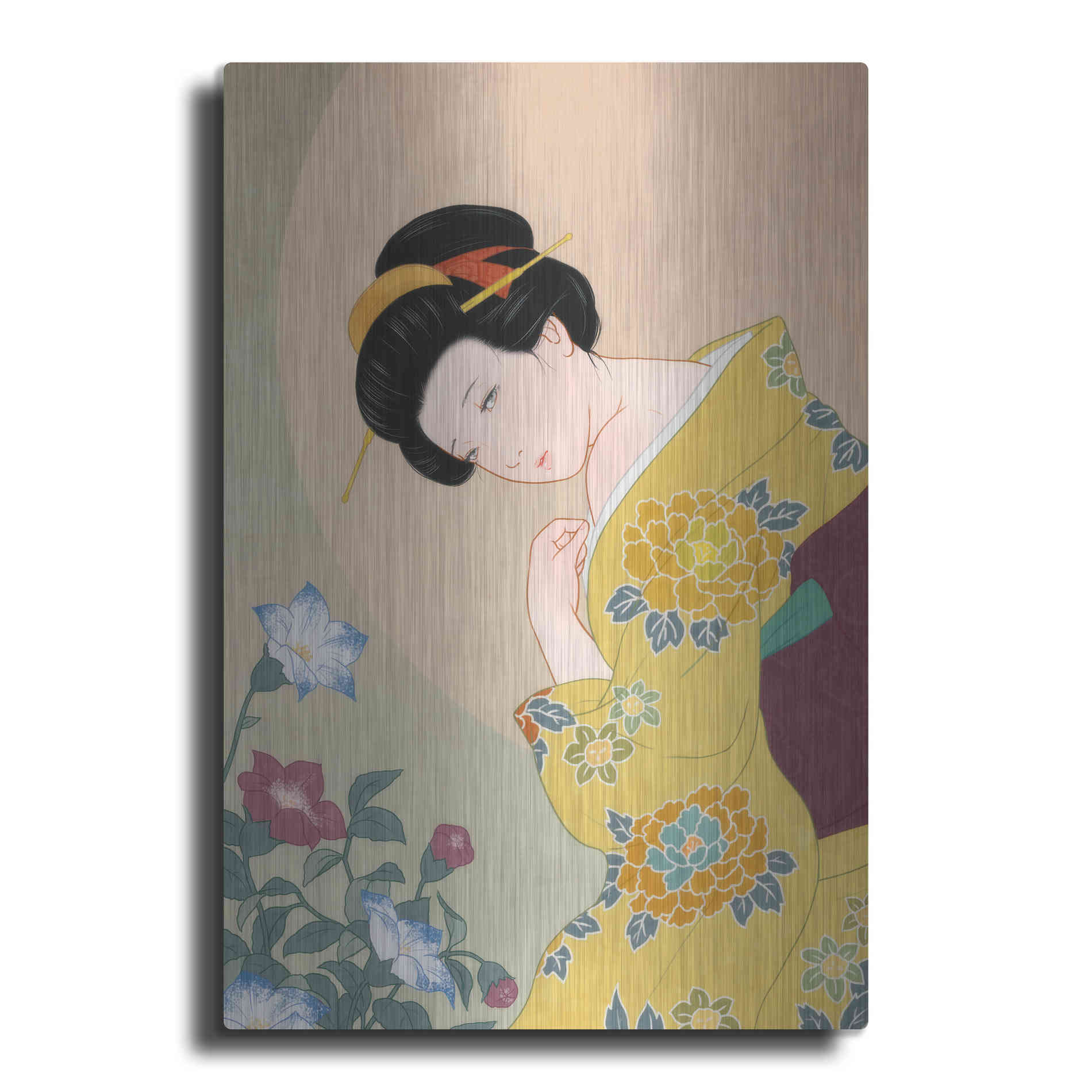 Luxe Metal Art 'Kikyou' by Sai Tamiya, Metal Wall Art