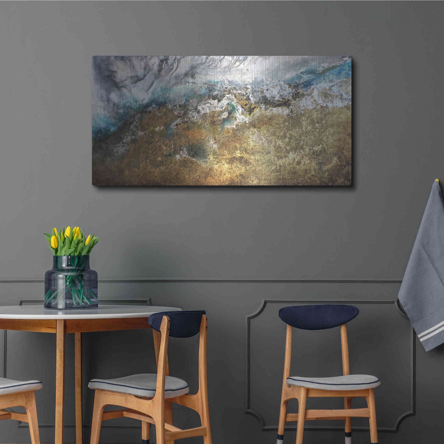 Luxe Metal Art 'Metalicos y Texturas II' by Leticia Herrera, Metal Wall Art,48x24