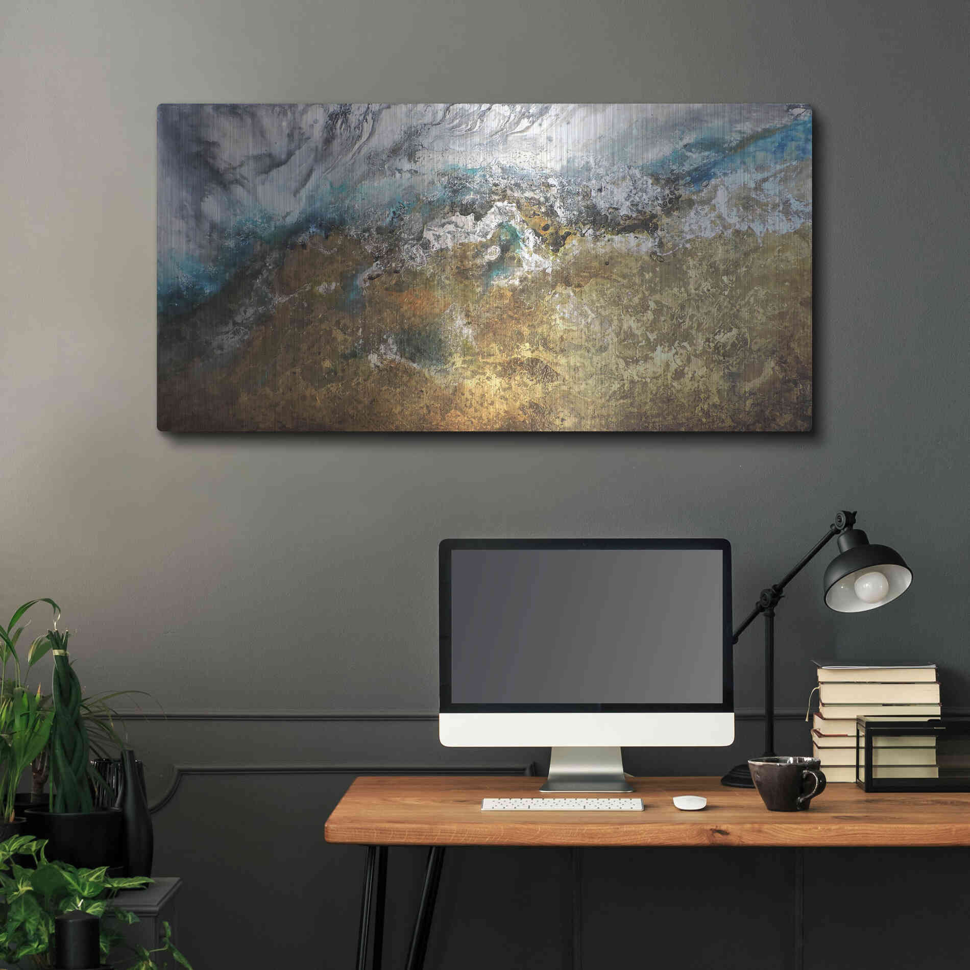 Luxe Metal Art 'Metalicos y Texturas II' by Leticia Herrera, Metal Wall Art,48x24