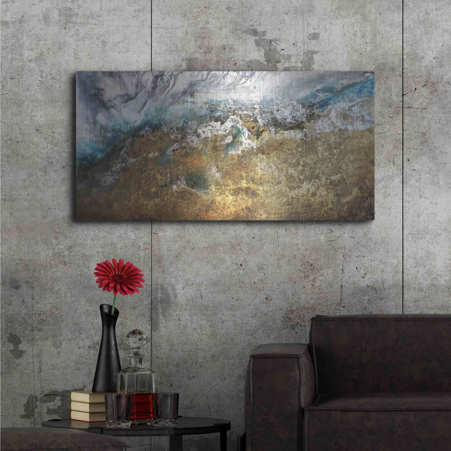 Luxe Metal Art 'Metalicos y Texturas II' by Leticia Herrera, Metal Wall Art,48x24