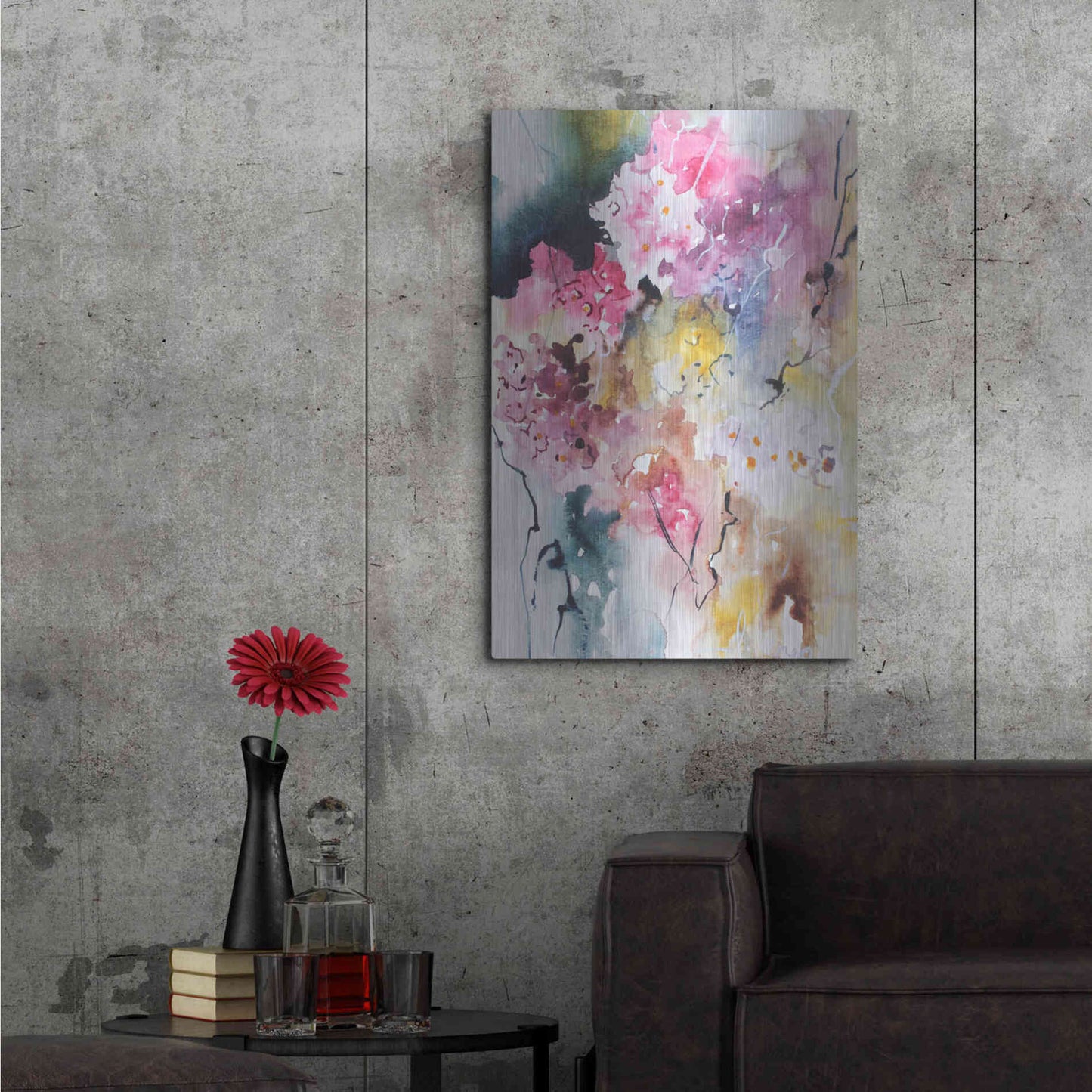 Luxe Metal Art 'Blooms Aquas III' by Leticia Herrera, Metal Wall Art,24x36