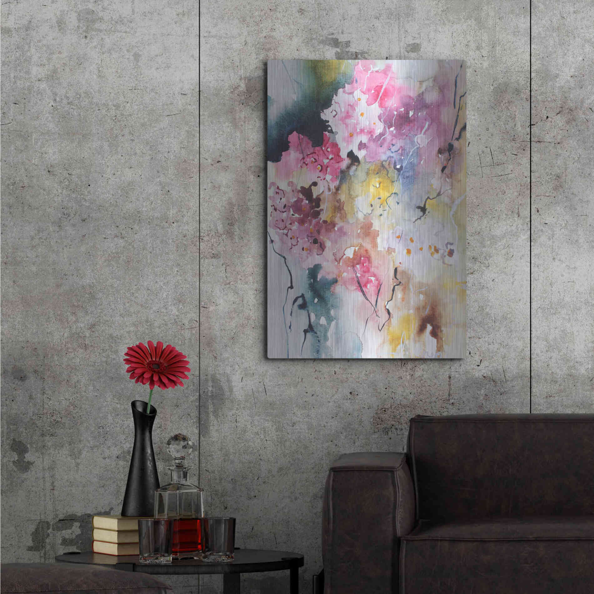 Luxe Metal Art 'Blooms Aquas III' by Leticia Herrera, Metal Wall Art,24x36