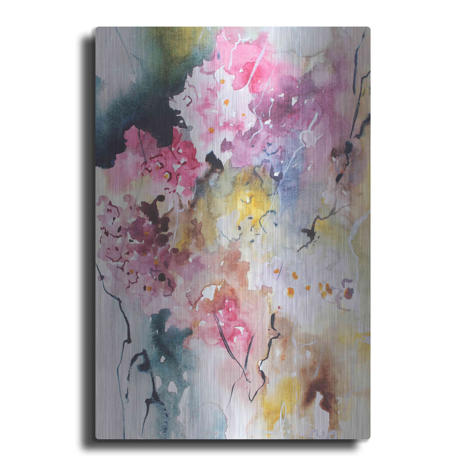 Luxe Metal Art 'Blooms Aquas III' by Leticia Herrera, Metal Wall Art