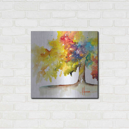 Luxe Metal Art 'Rainbow Trees I' by Leticia Herrera, Metal Wall Art,24x24