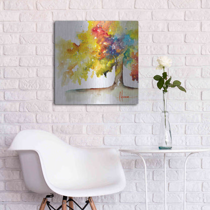 Luxe Metal Art 'Rainbow Trees I' by Leticia Herrera, Metal Wall Art,24x24