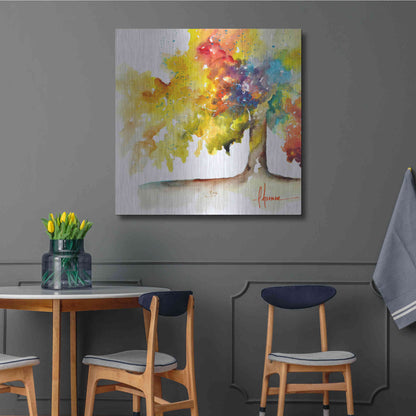 Luxe Metal Art 'Rainbow Trees I' by Leticia Herrera, Metal Wall Art,36x36