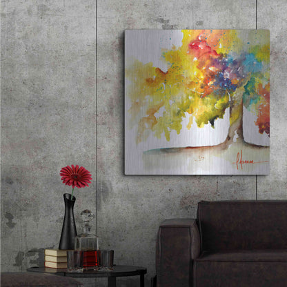 Luxe Metal Art 'Rainbow Trees I' by Leticia Herrera, Metal Wall Art,36x36