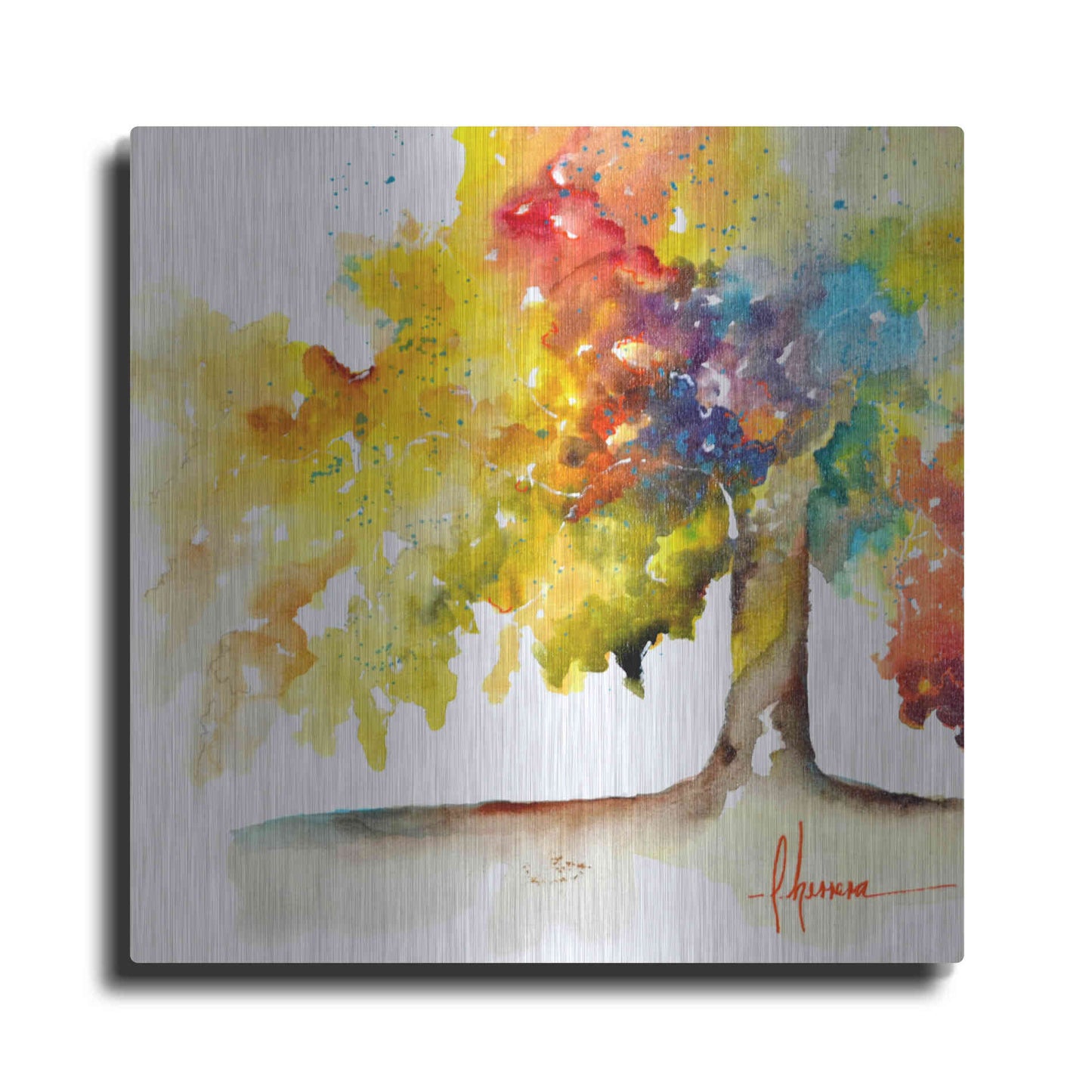 Luxe Metal Art 'Rainbow Trees I' by Leticia Herrera, Metal Wall Art