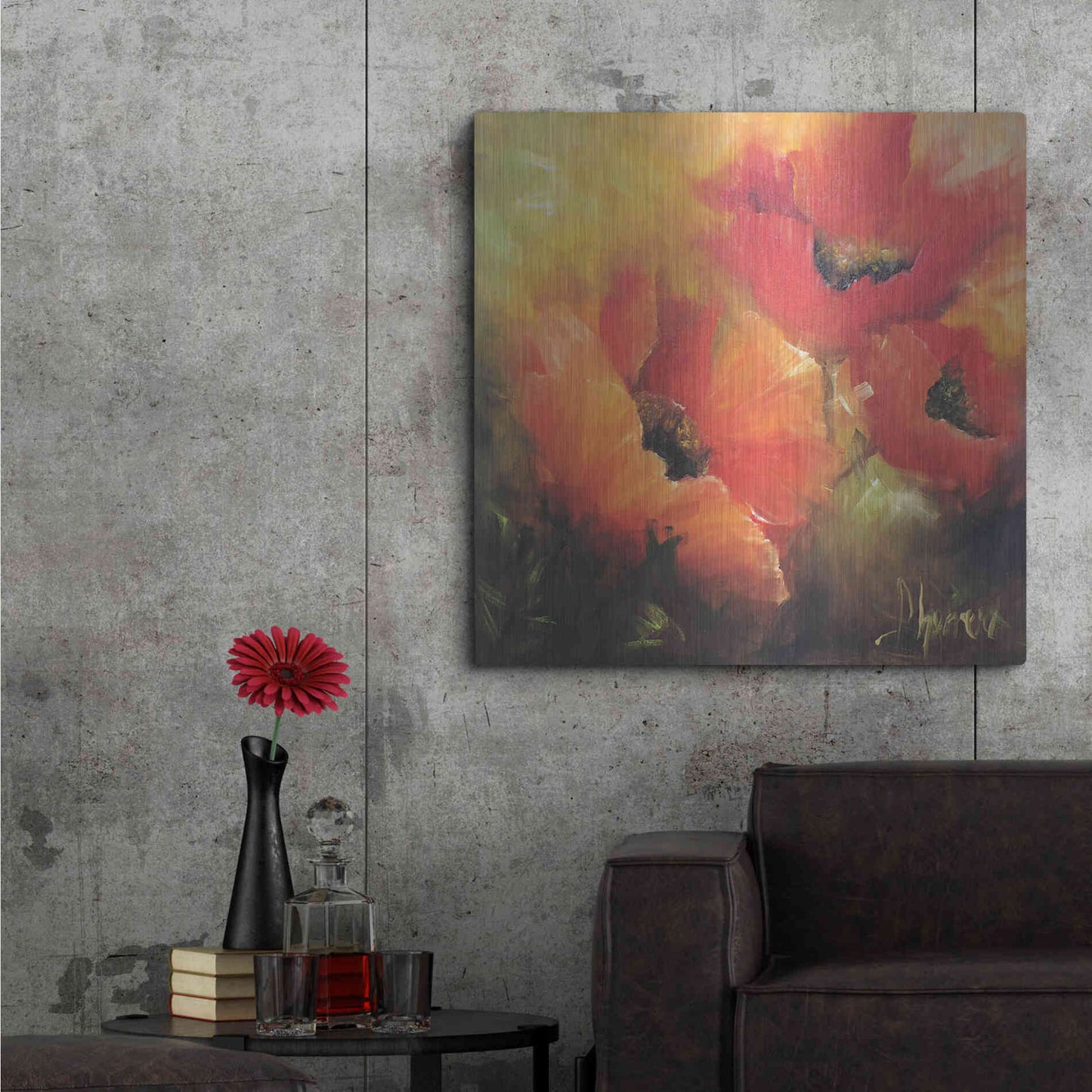 Luxe Metal Art 'En Rojos' by Leticia Herrera, Metal Wall Art,36x36