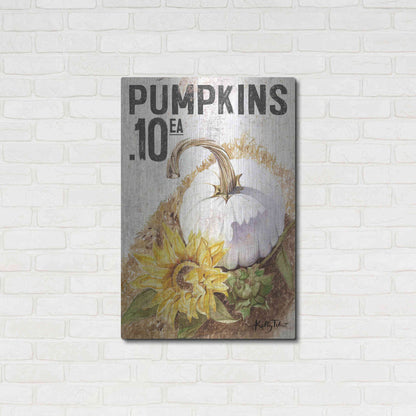 Luxe Metal Art 'White Harvest Pumpkin' by Kelley Talent, Metal Wall Art,24x36