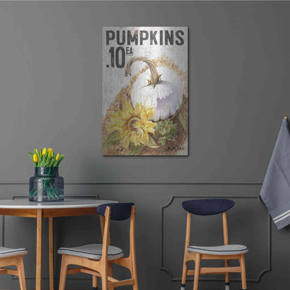 Luxe Metal Art 'White Harvest Pumpkin' by Kelley Talent, Metal Wall Art,24x36
