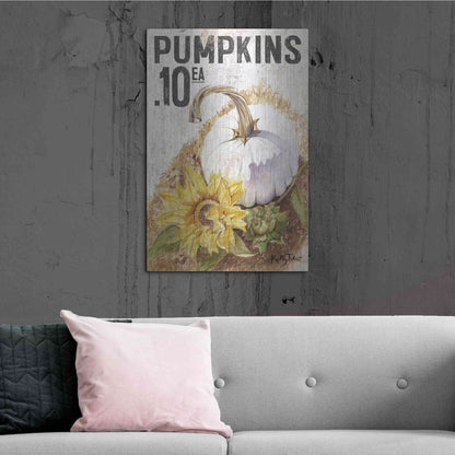 Luxe Metal Art 'White Harvest Pumpkin' by Kelley Talent, Metal Wall Art,24x36