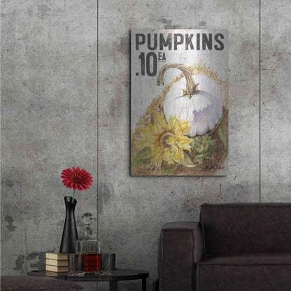 Luxe Metal Art 'White Harvest Pumpkin' by Kelley Talent, Metal Wall Art,24x36