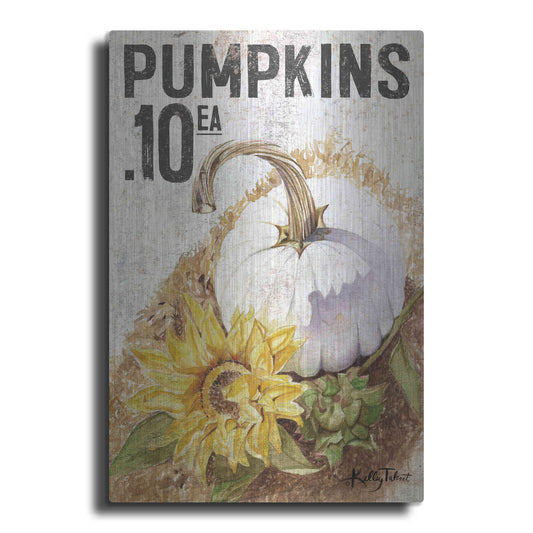 Luxe Metal Art 'White Harvest Pumpkin' by Kelley Talent, Metal Wall Art