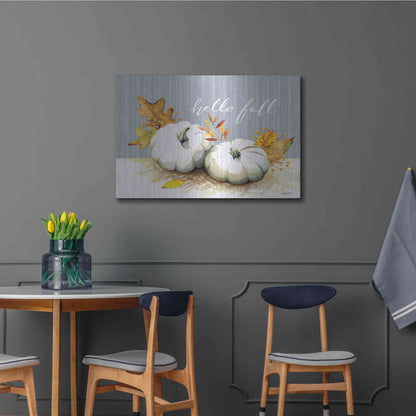 Luxe Metal Art 'Hello Fall Pumpkins' by Kelley Talent, Metal Wall Art,36x24