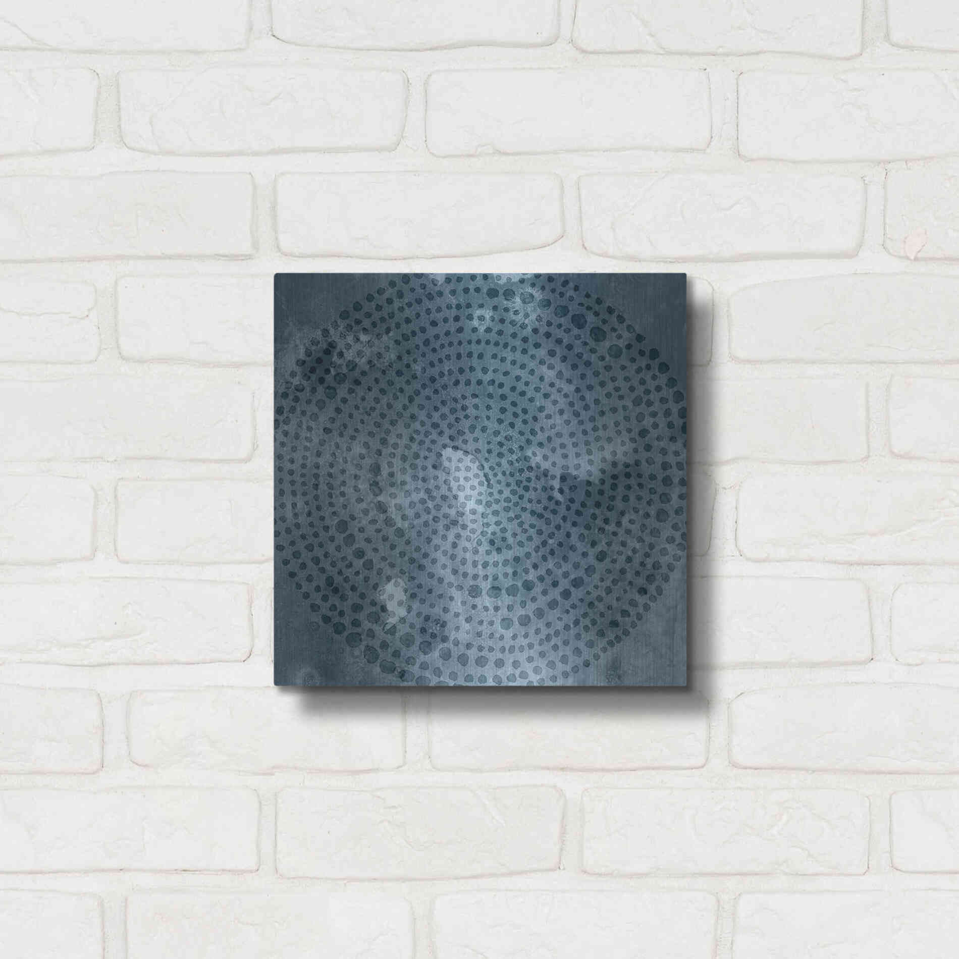 Luxe Metal Art 'Indigo Wheel I' by Chariklia Zarris, Metal Wall Art,12x12