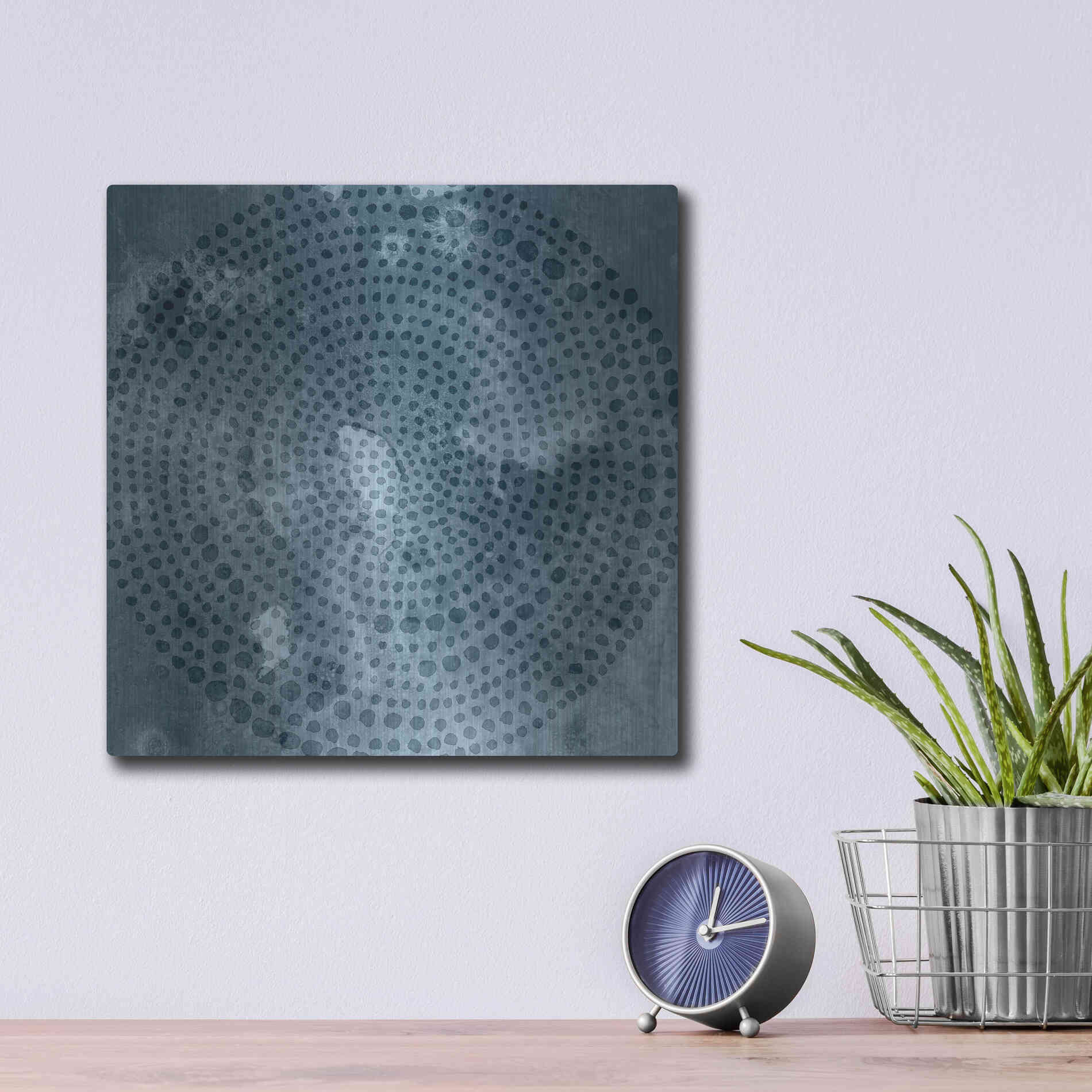 Luxe Metal Art 'Indigo Wheel I' by Chariklia Zarris, Metal Wall Art,12x12