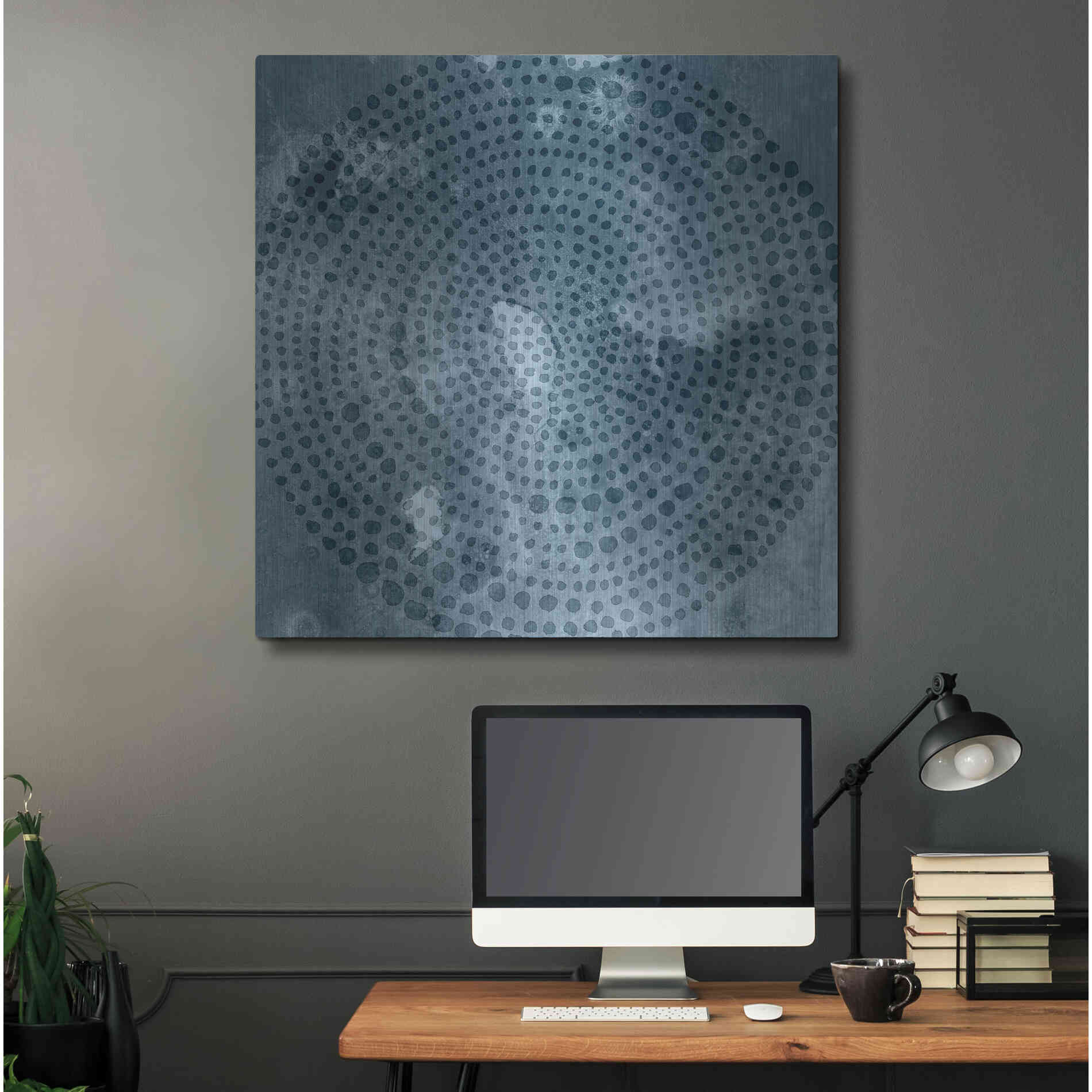 Luxe Metal Art 'Indigo Wheel I' by Chariklia Zarris, Metal Wall Art,36x36