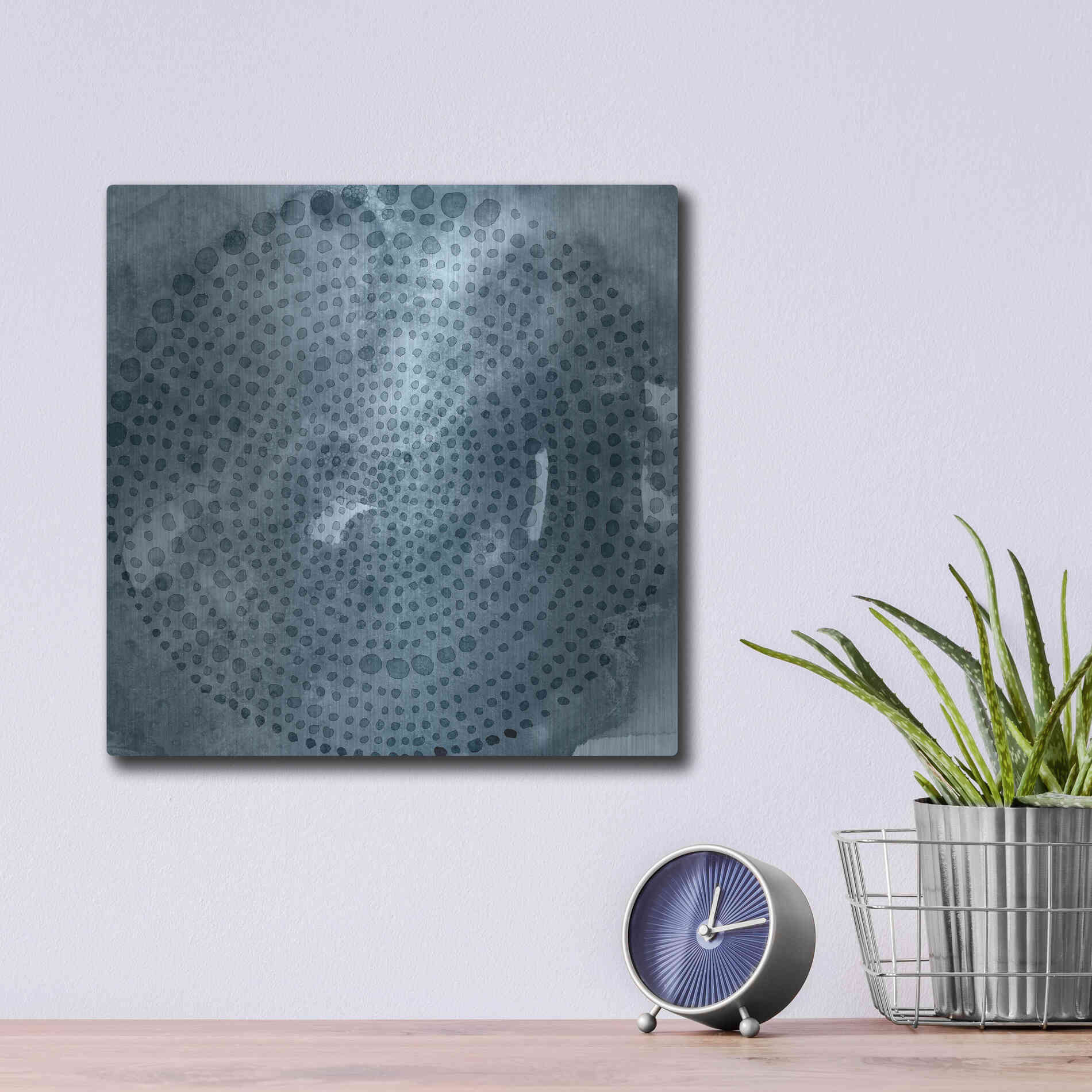 Luxe Metal Art 'Indigo Wheel II' by Chariklia Zarris, Metal Wall Art,12x12