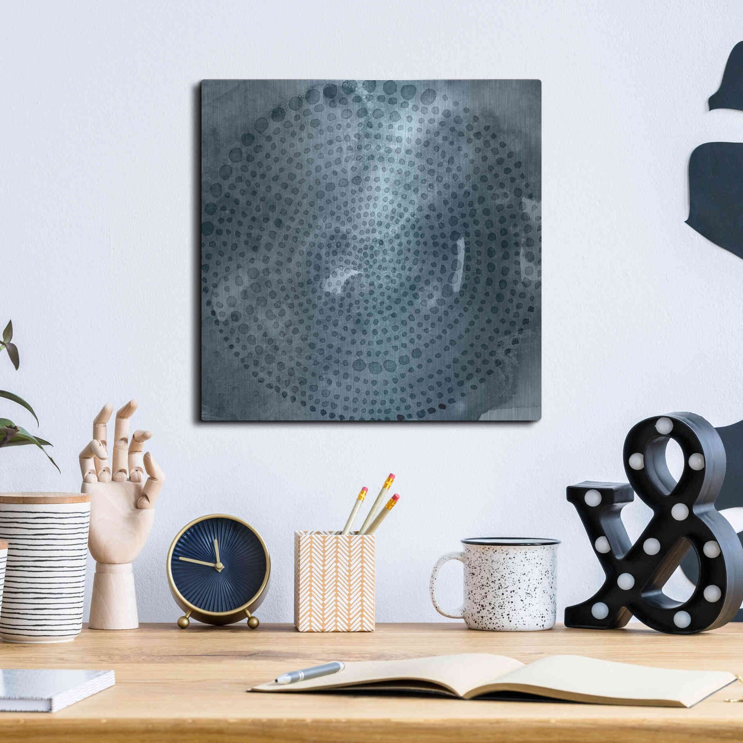 Luxe Metal Art 'Indigo Wheel II' by Chariklia Zarris, Metal Wall Art,12x12