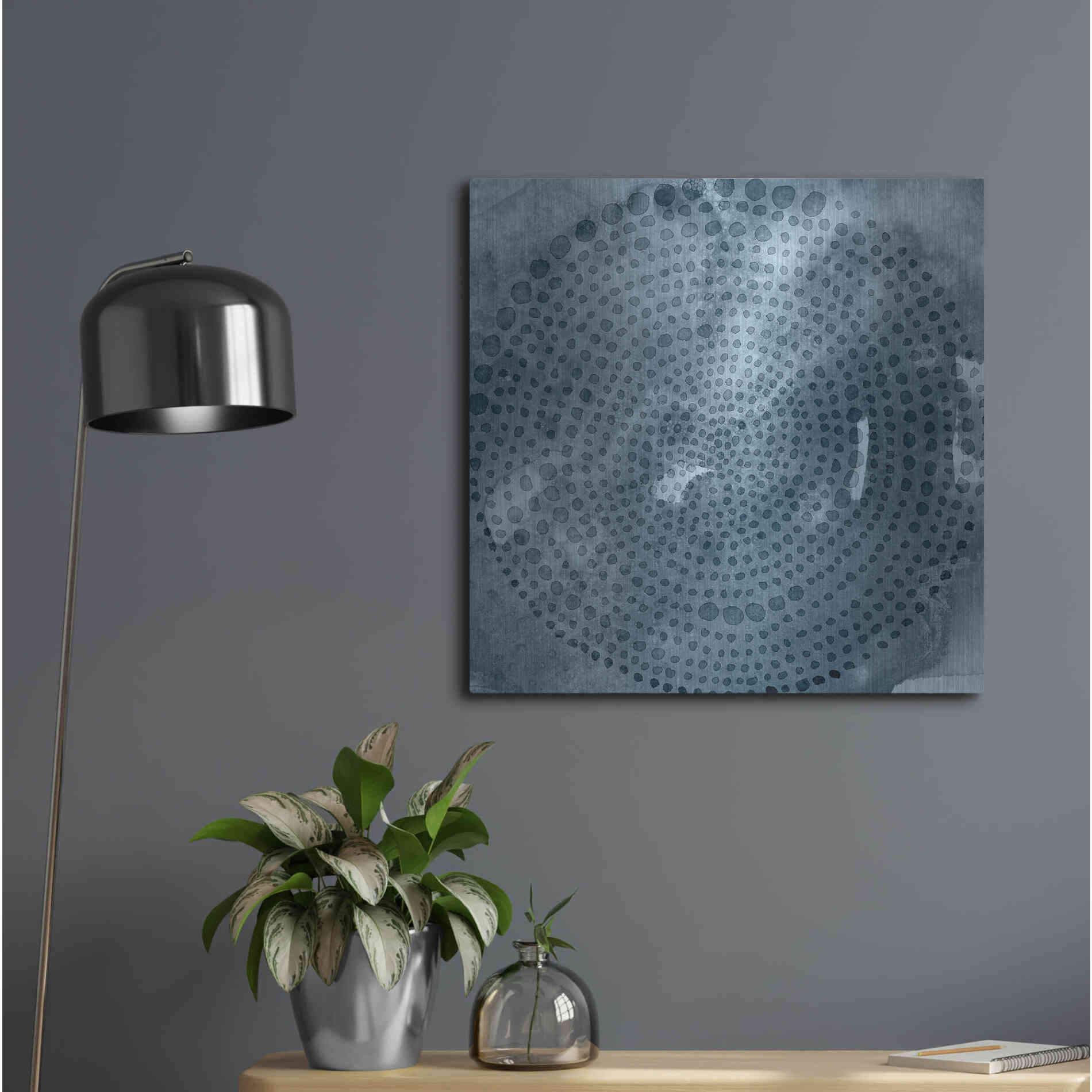 Luxe Metal Art 'Indigo Wheel II' by Chariklia Zarris, Metal Wall Art,24x24