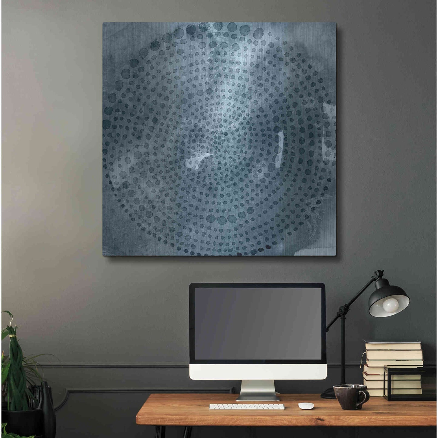 Luxe Metal Art 'Indigo Wheel II' by Chariklia Zarris, Metal Wall Art,36x36