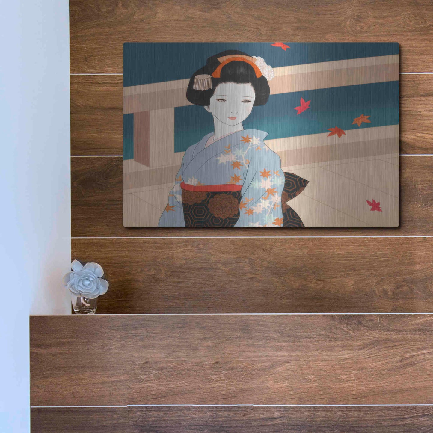 Luxe Metal Art 'Momiji' by Sai Tamiya, Metal Wall Art,16x12