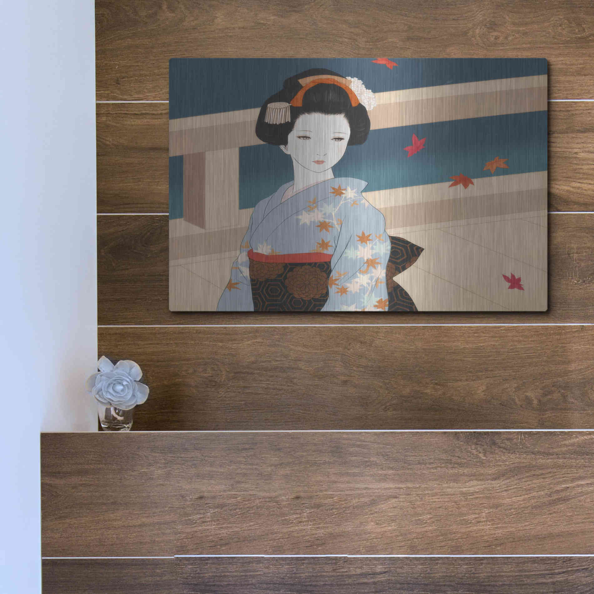 Luxe Metal Art 'Momiji' by Sai Tamiya, Metal Wall Art,16x12