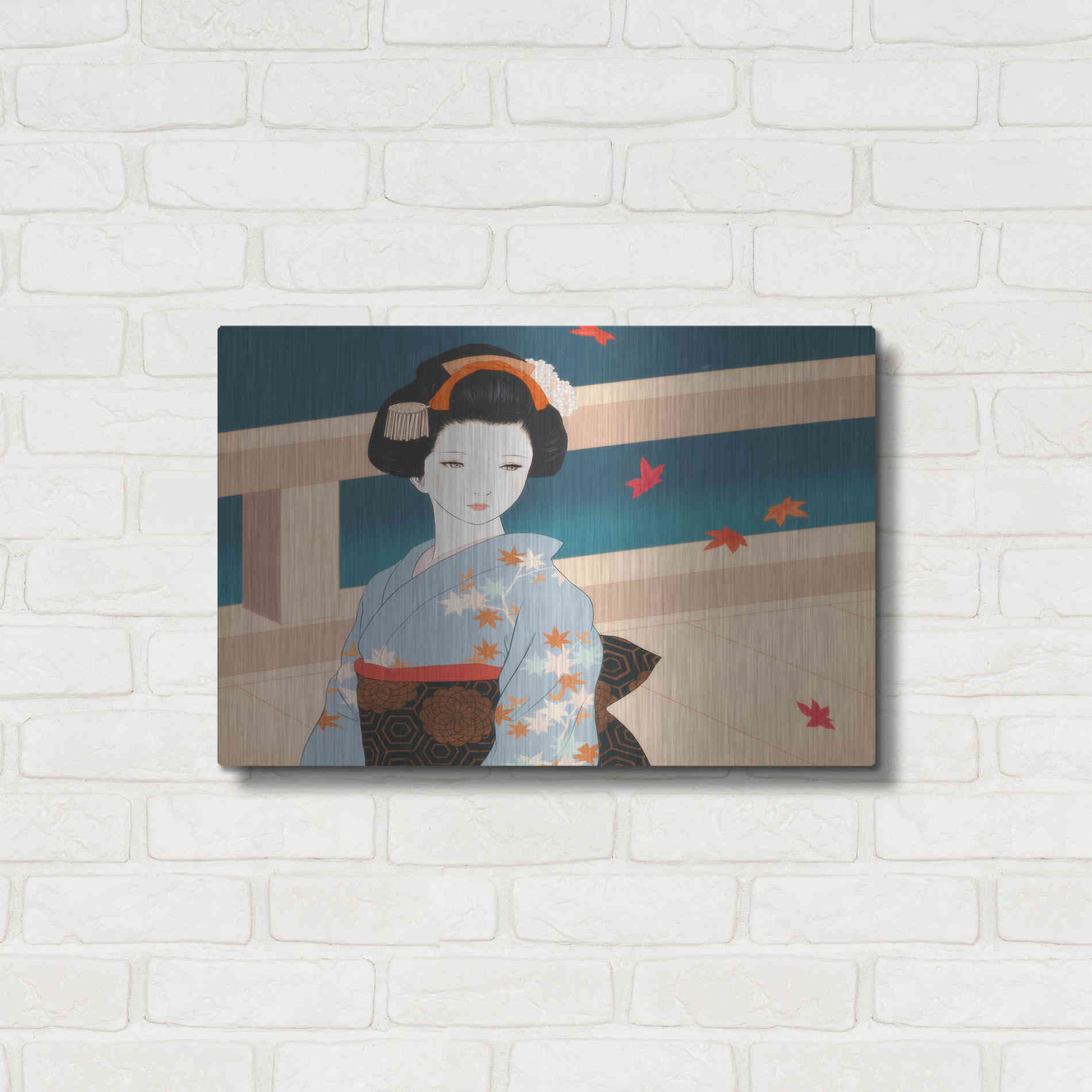 Luxe Metal Art 'Momiji' by Sai Tamiya, Metal Wall Art,24x16