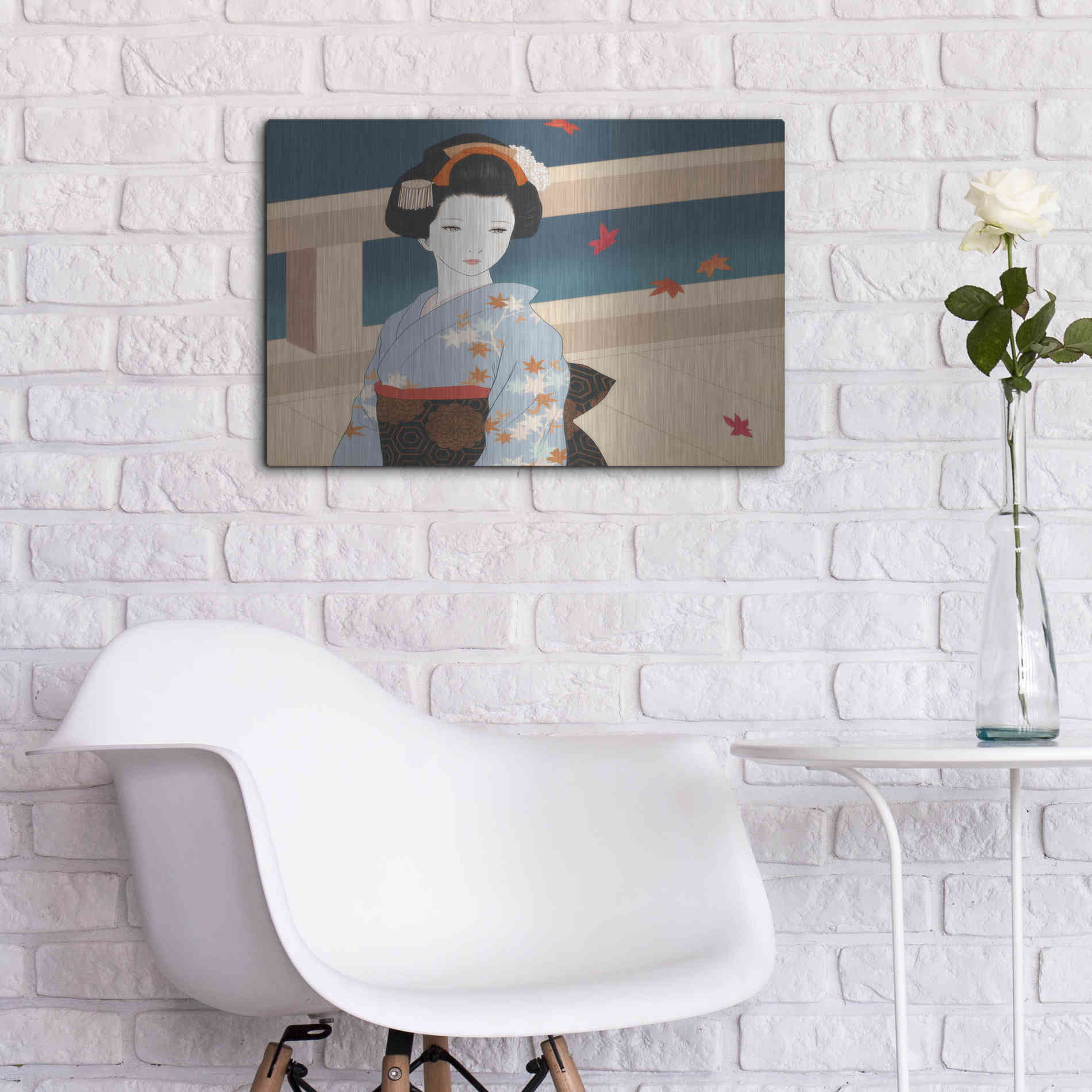 Luxe Metal Art 'Momiji' by Sai Tamiya, Metal Wall Art,24x16