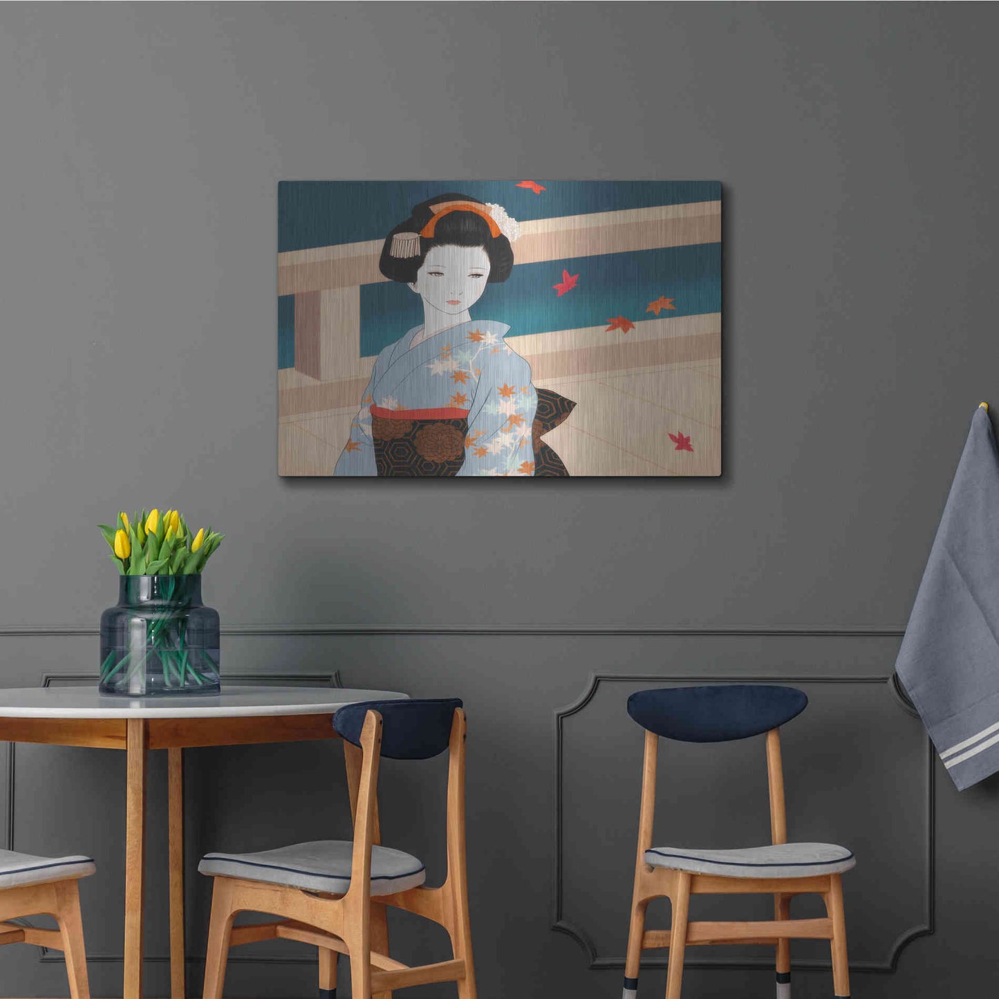 Luxe Metal Art 'Momiji' by Sai Tamiya, Metal Wall Art,36x24