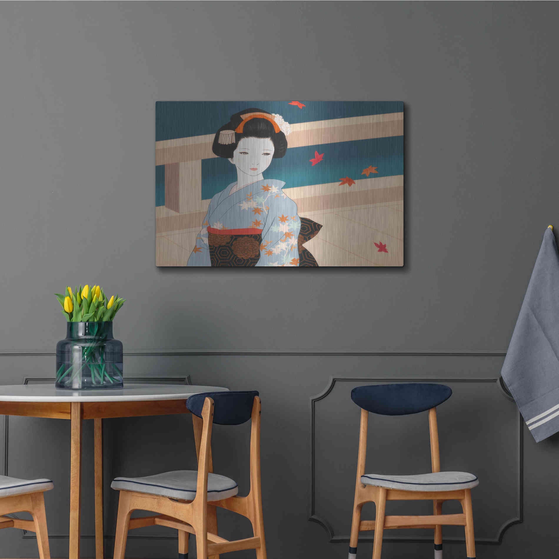 Luxe Metal Art 'Momiji' by Sai Tamiya, Metal Wall Art,36x24