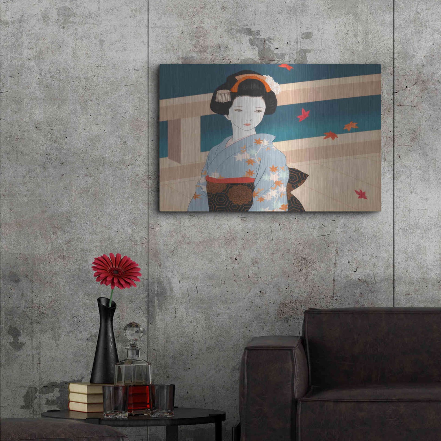 Luxe Metal Art 'Momiji' by Sai Tamiya, Metal Wall Art,36x24