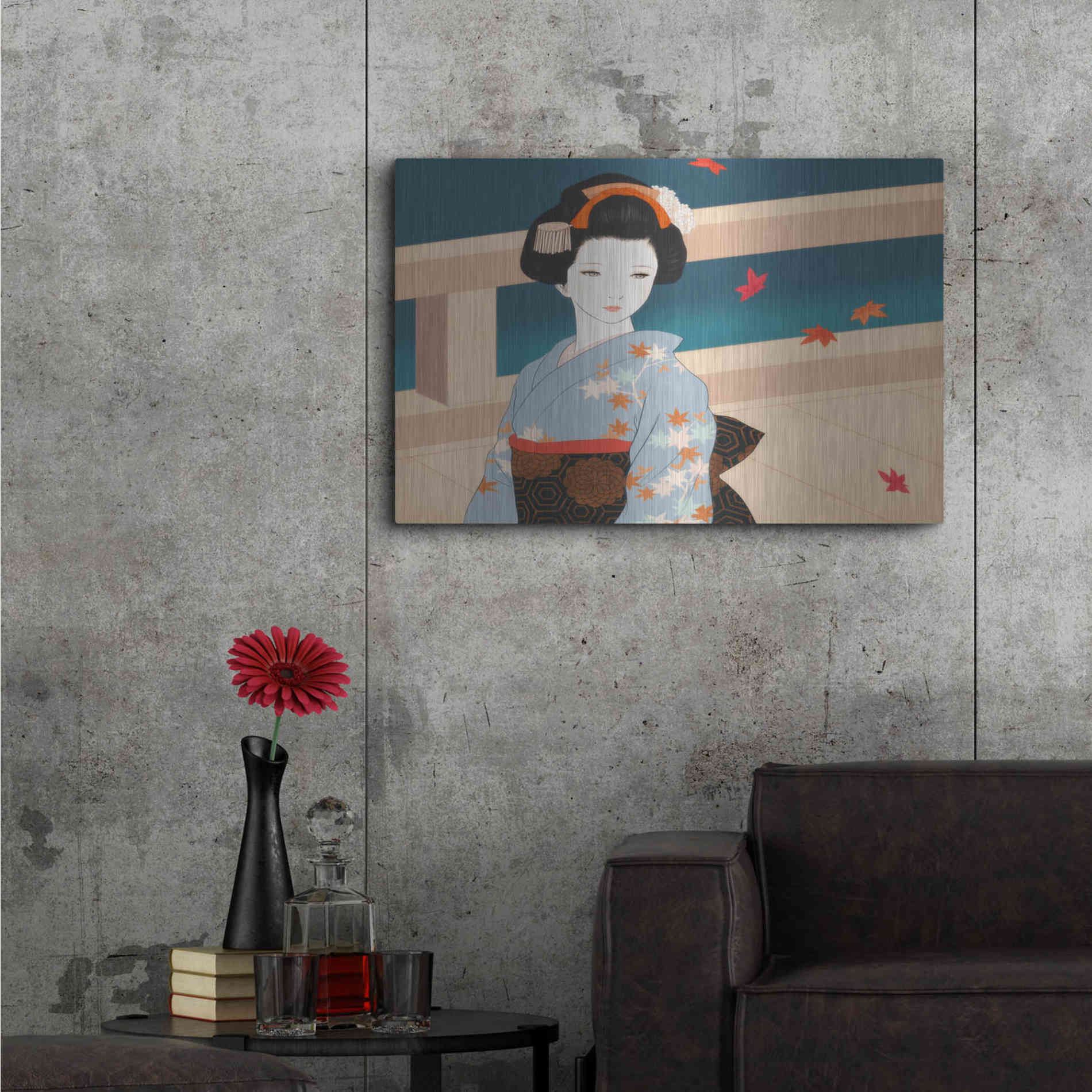 Luxe Metal Art 'Momiji' by Sai Tamiya, Metal Wall Art,36x24