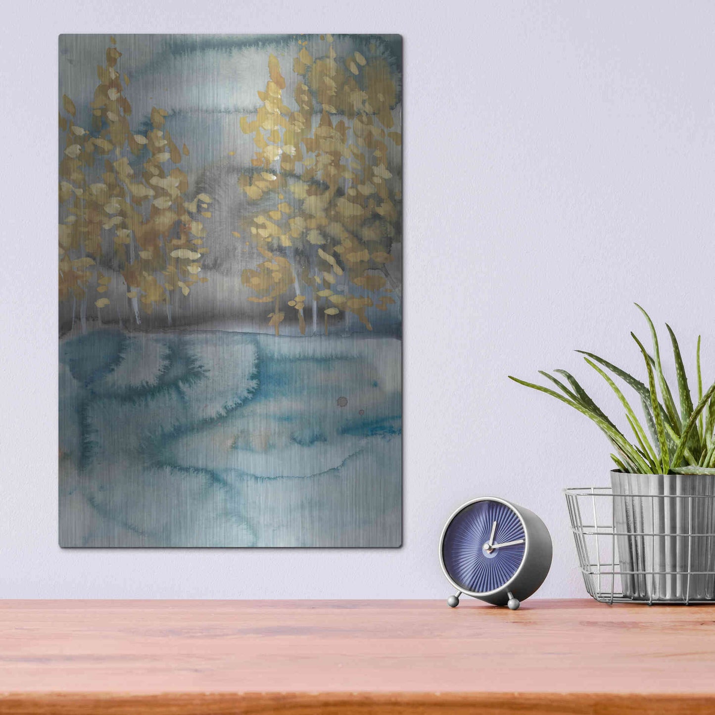 Luxe Metal Art 'Golden Trees II' by Chariklia Zarris, Metal Wall Art,12x16