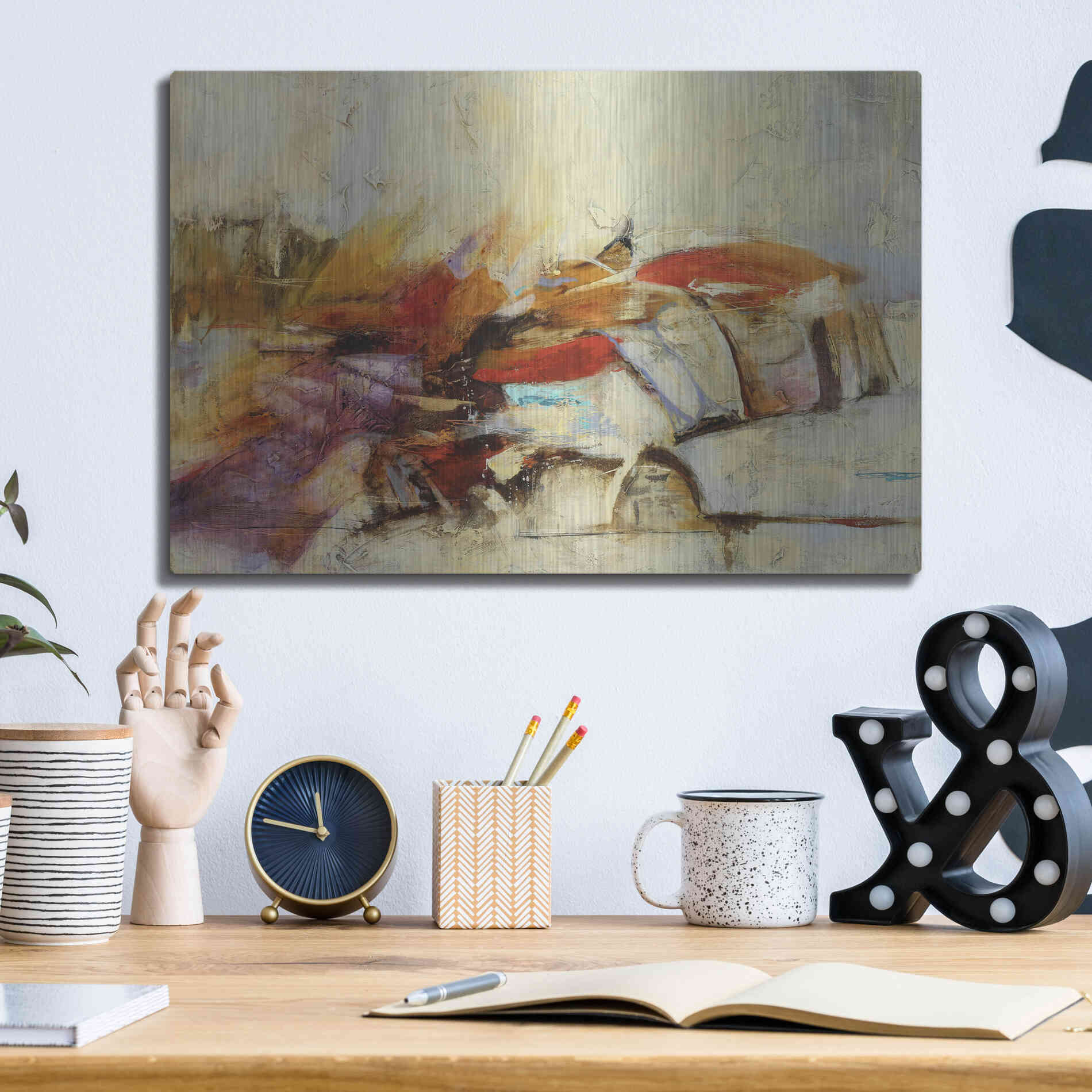 Luxe Metal Art 'Feteen I' by Gabriela Villarreal, Metal Wall Art,16x12