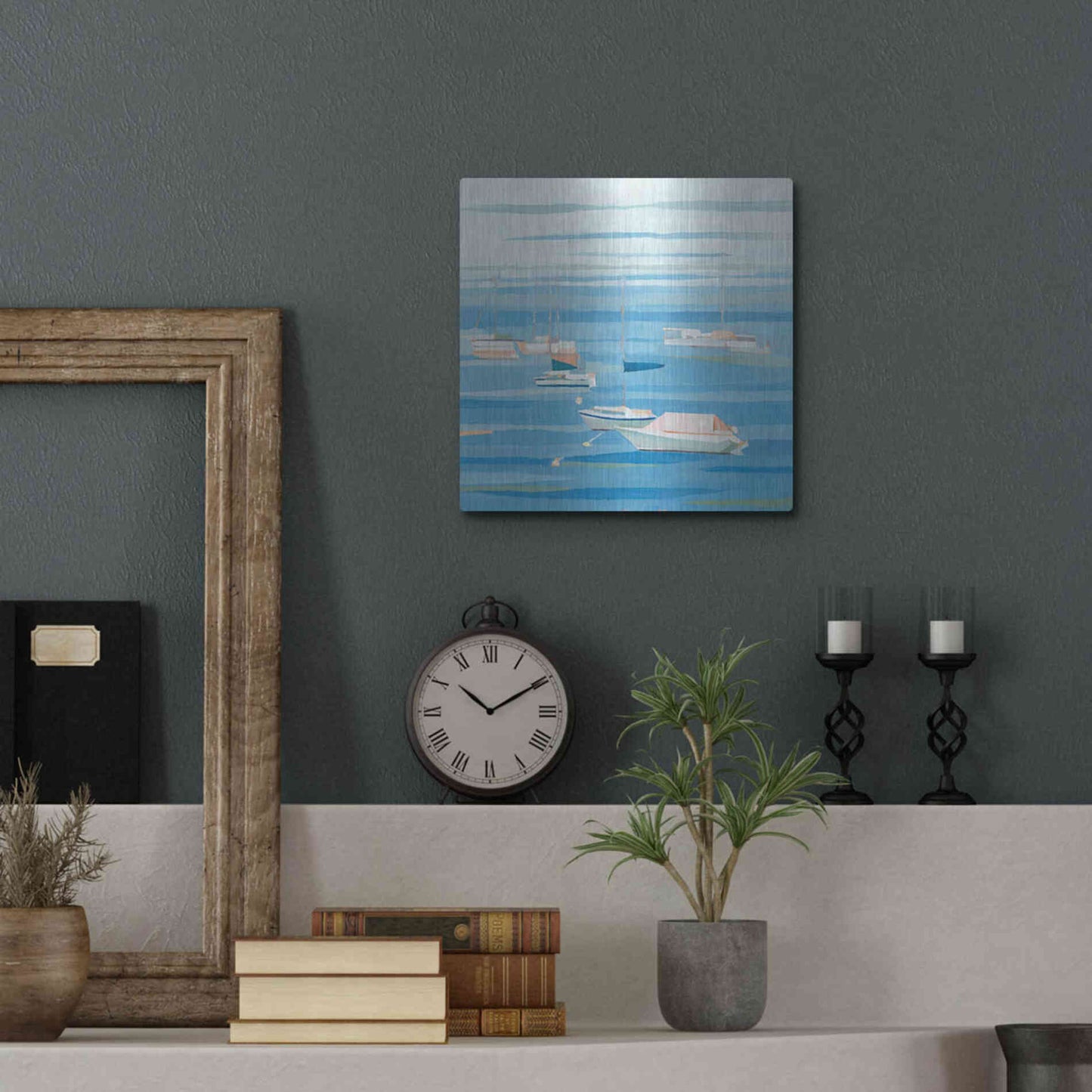 Luxe Metal Art 'Summer Regatta I' by Emma Scarvey, Metal Wall Art,12x12