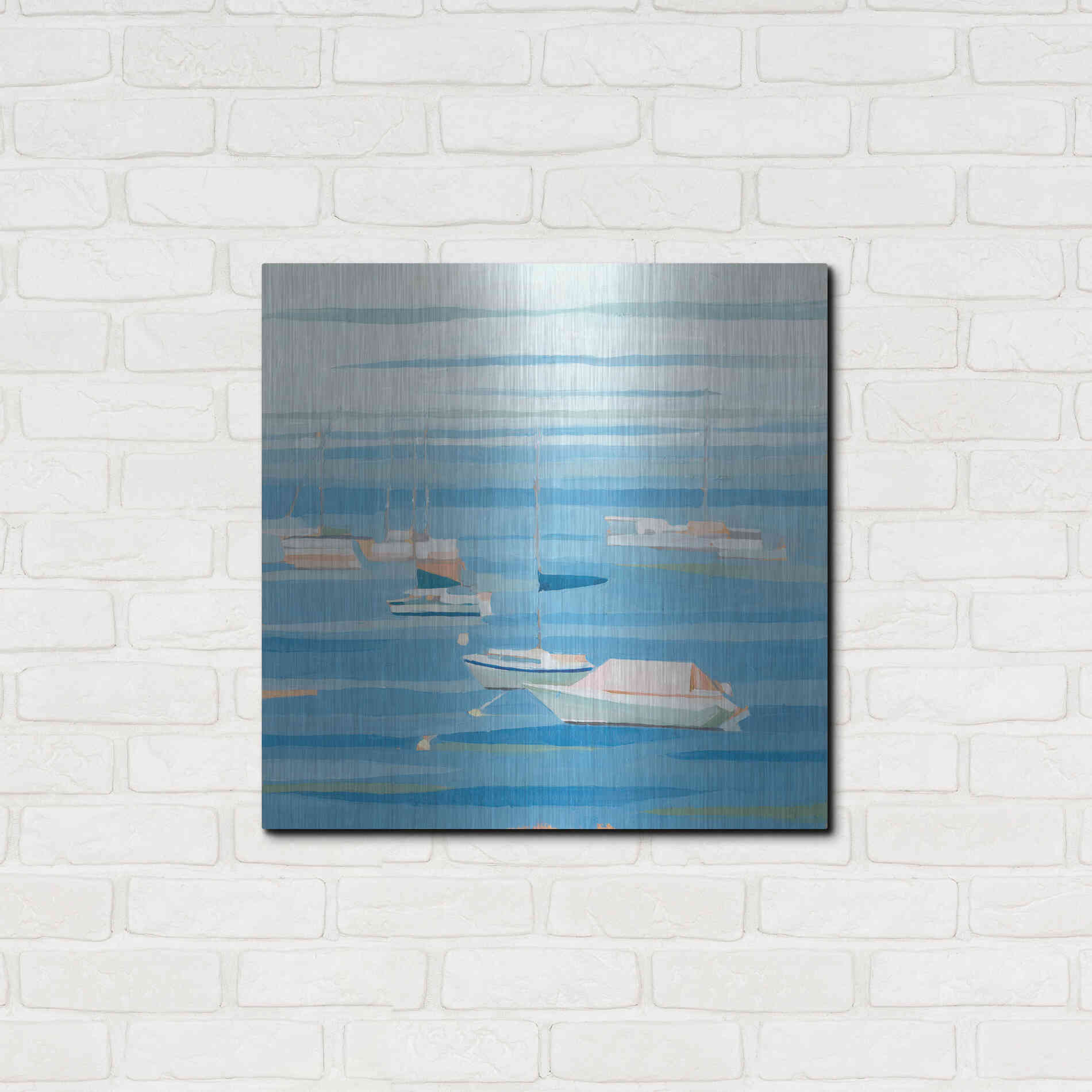 Luxe Metal Art 'Summer Regatta I' by Emma Scarvey, Metal Wall Art,24x24