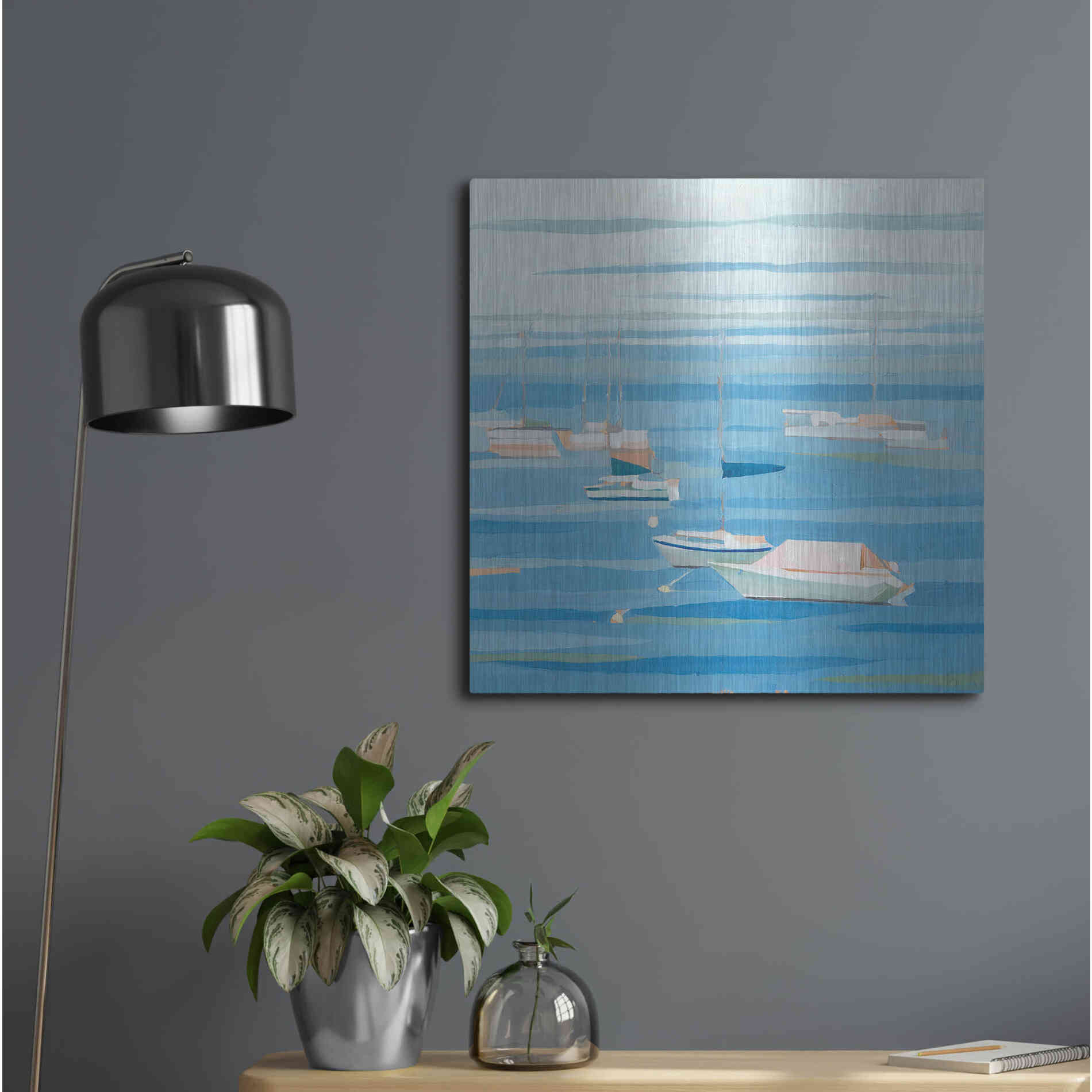 Luxe Metal Art 'Summer Regatta I' by Emma Scarvey, Metal Wall Art,24x24