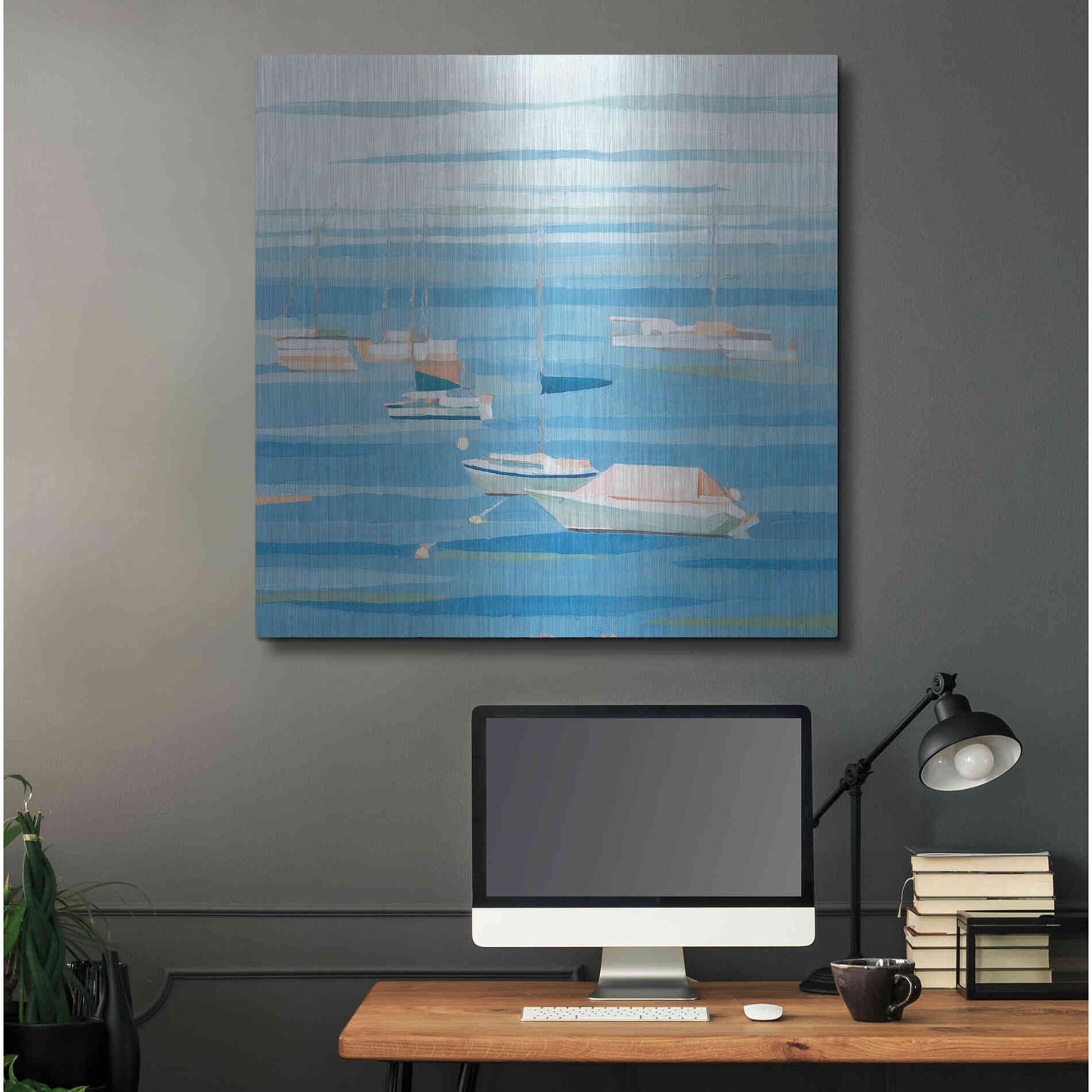 Luxe Metal Art 'Summer Regatta I' by Emma Scarvey, Metal Wall Art,36x36