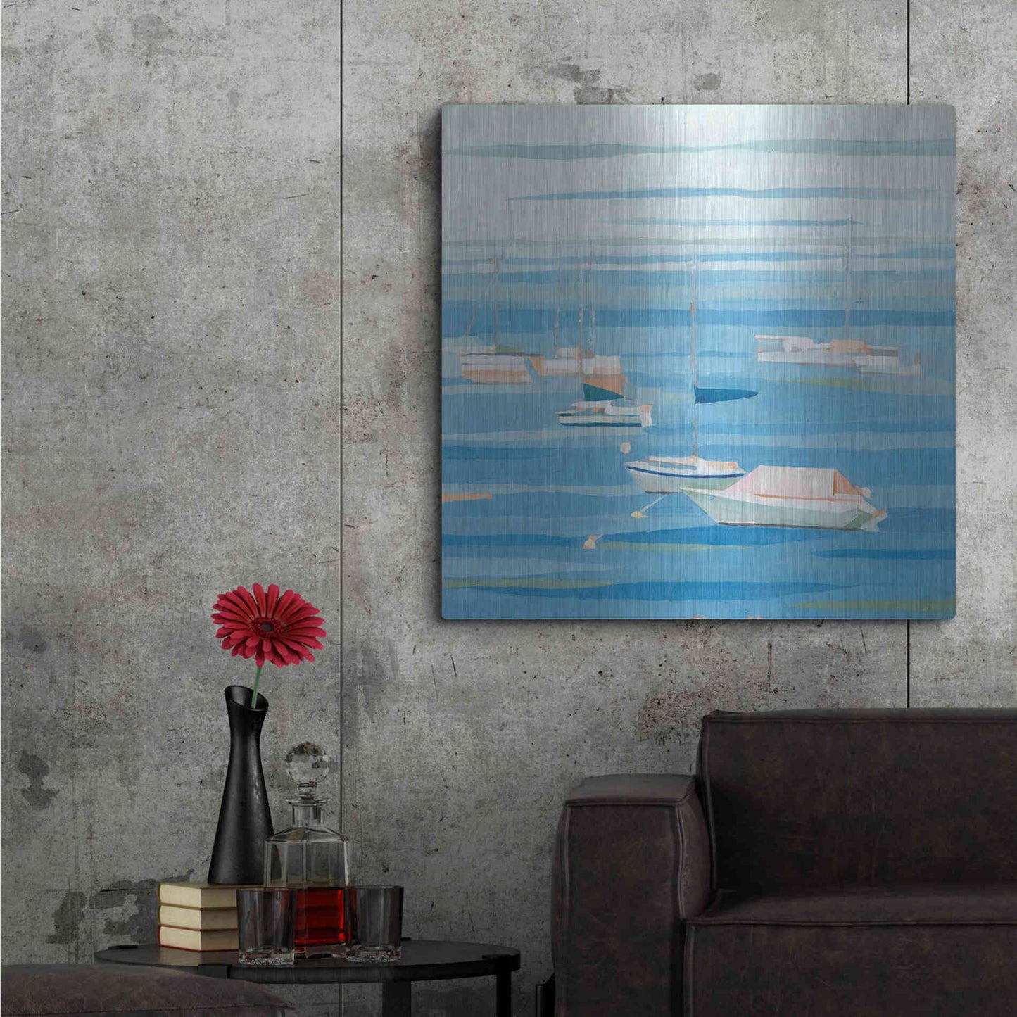 Luxe Metal Art 'Summer Regatta I' by Emma Scarvey, Metal Wall Art,36x36