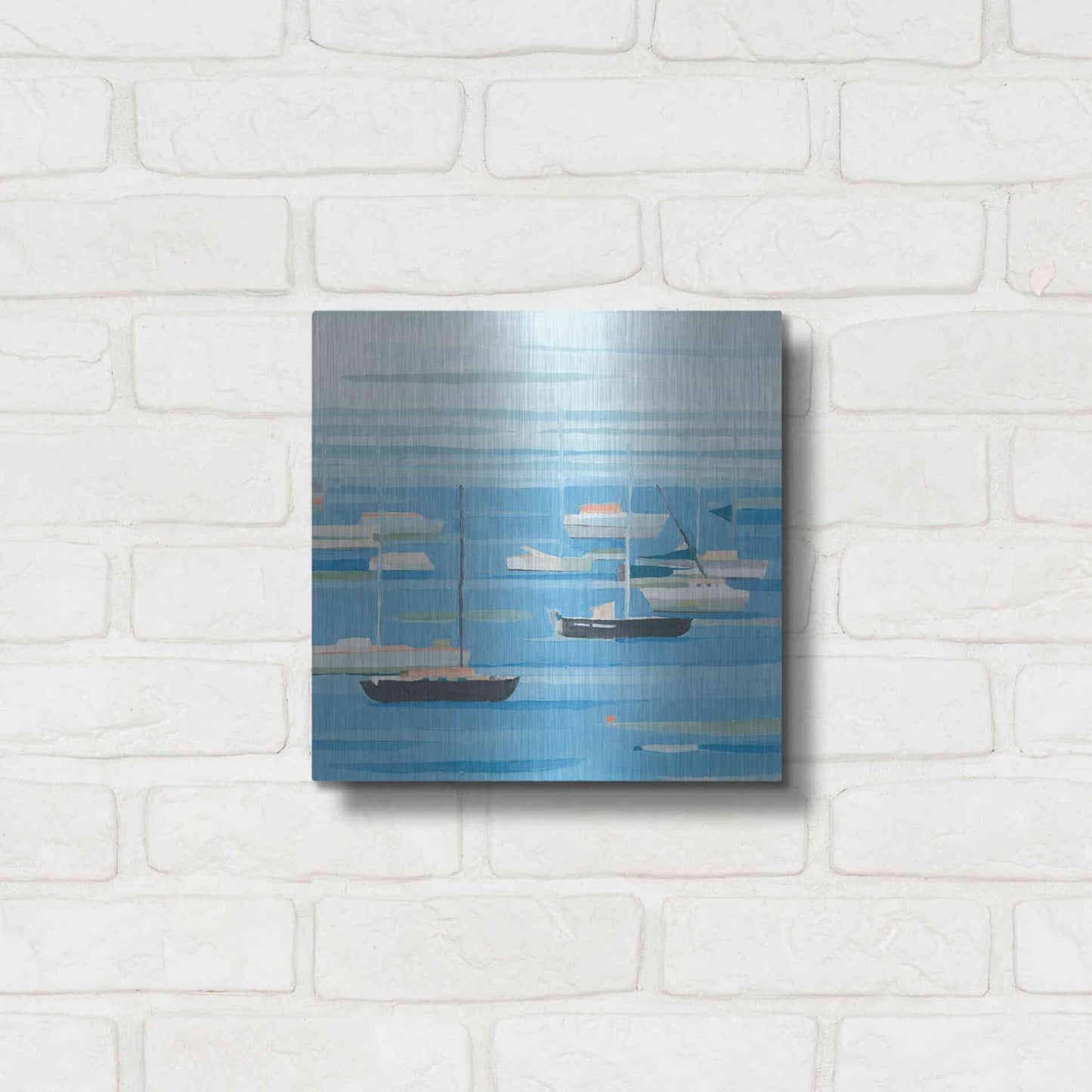 Luxe Metal Art 'Summer Regatta II' by Emma Scarvey, Metal Wall Art,12x12