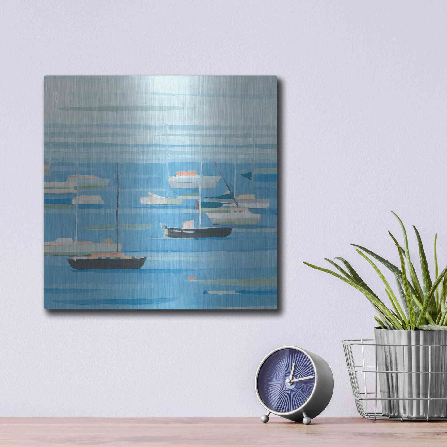 Luxe Metal Art 'Summer Regatta II' by Emma Scarvey, Metal Wall Art,12x12