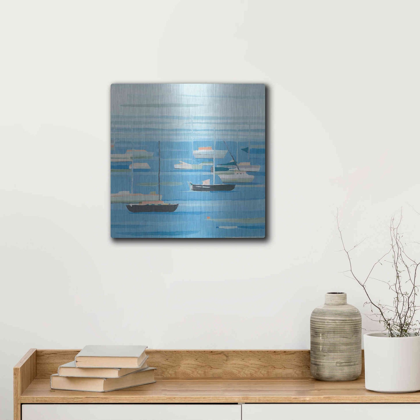 Luxe Metal Art 'Summer Regatta II' by Emma Scarvey, Metal Wall Art,12x12