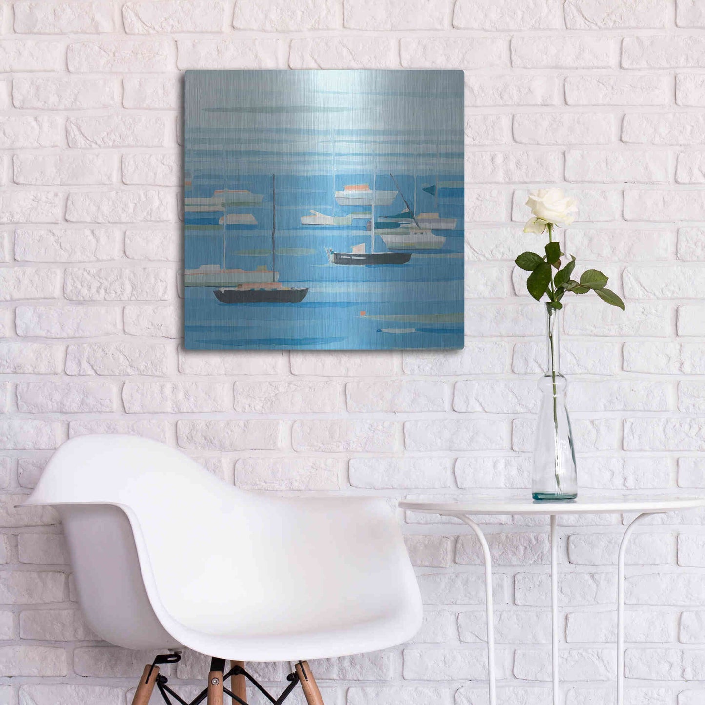 Luxe Metal Art 'Summer Regatta II' by Emma Scarvey, Metal Wall Art,24x24