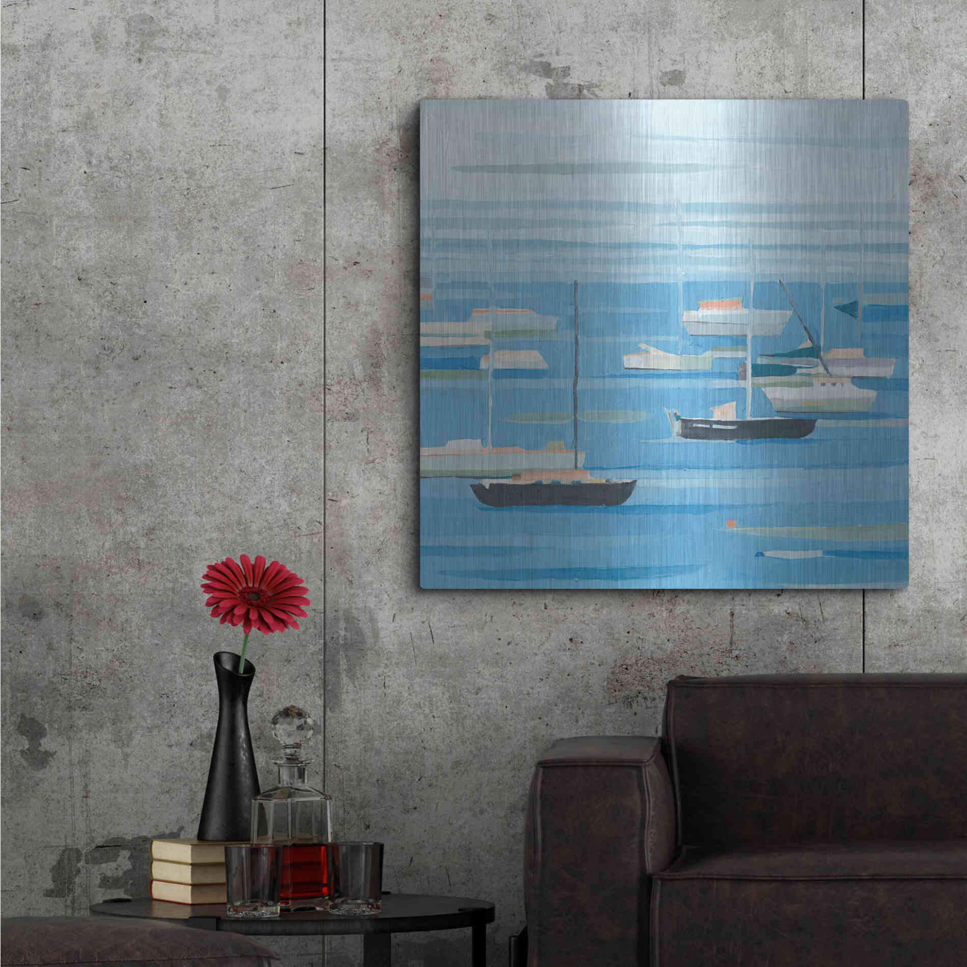 Luxe Metal Art 'Summer Regatta II' by Emma Scarvey, Metal Wall Art,36x36