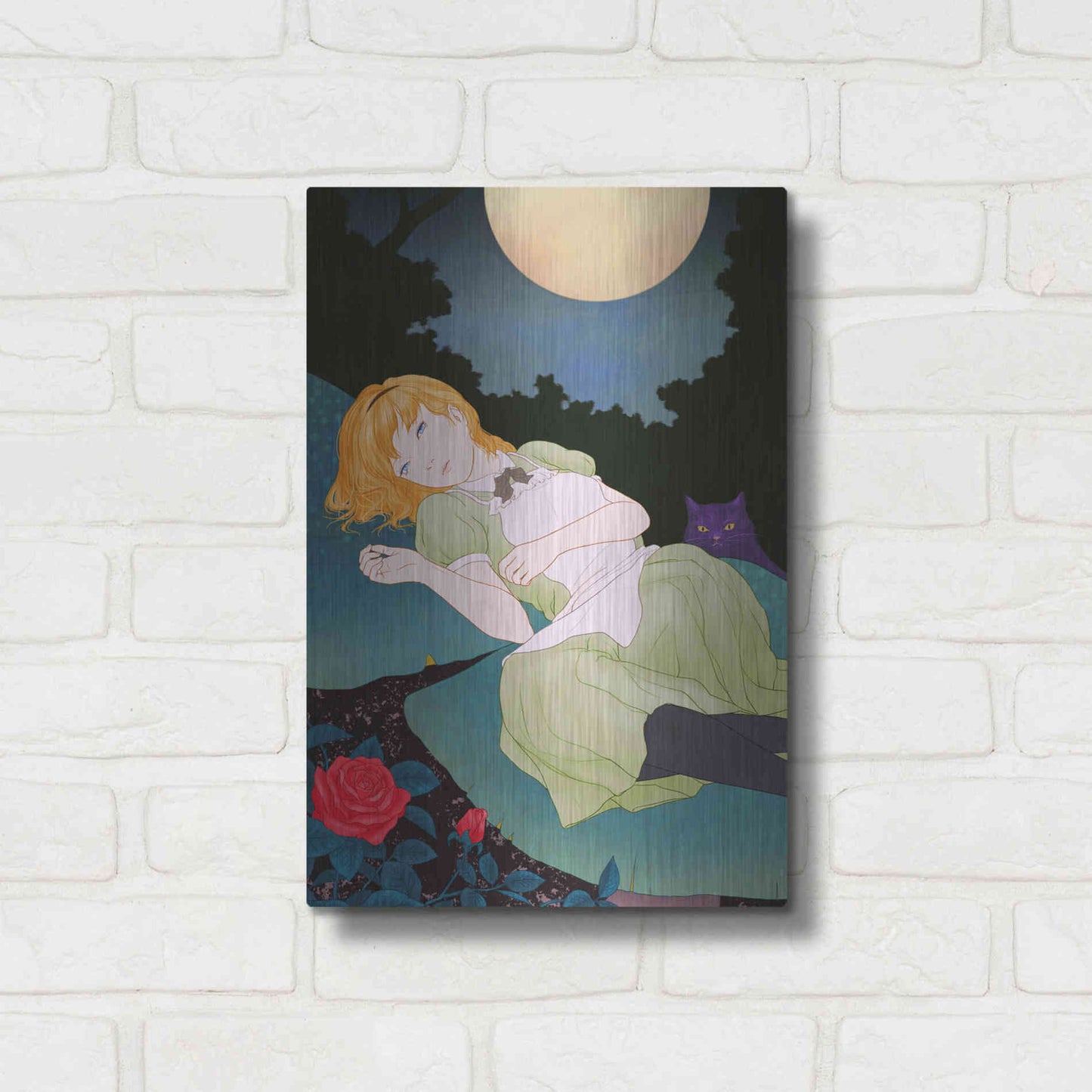 Luxe Metal Art 'Moonlight' by Sai Tamiya, Metal Wall Art,12x16