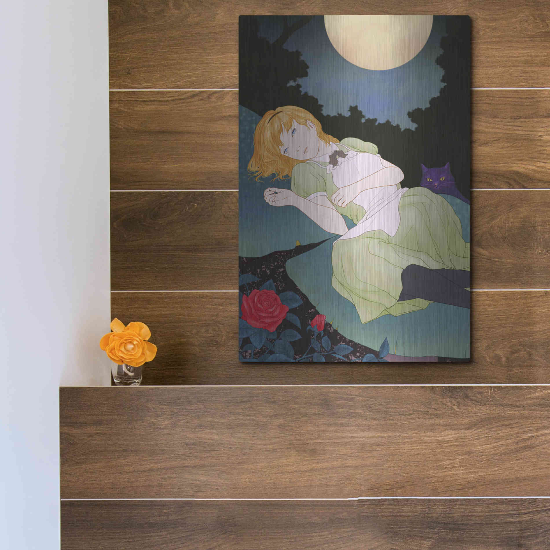 Luxe Metal Art 'Moonlight' by Sai Tamiya, Metal Wall Art,12x16