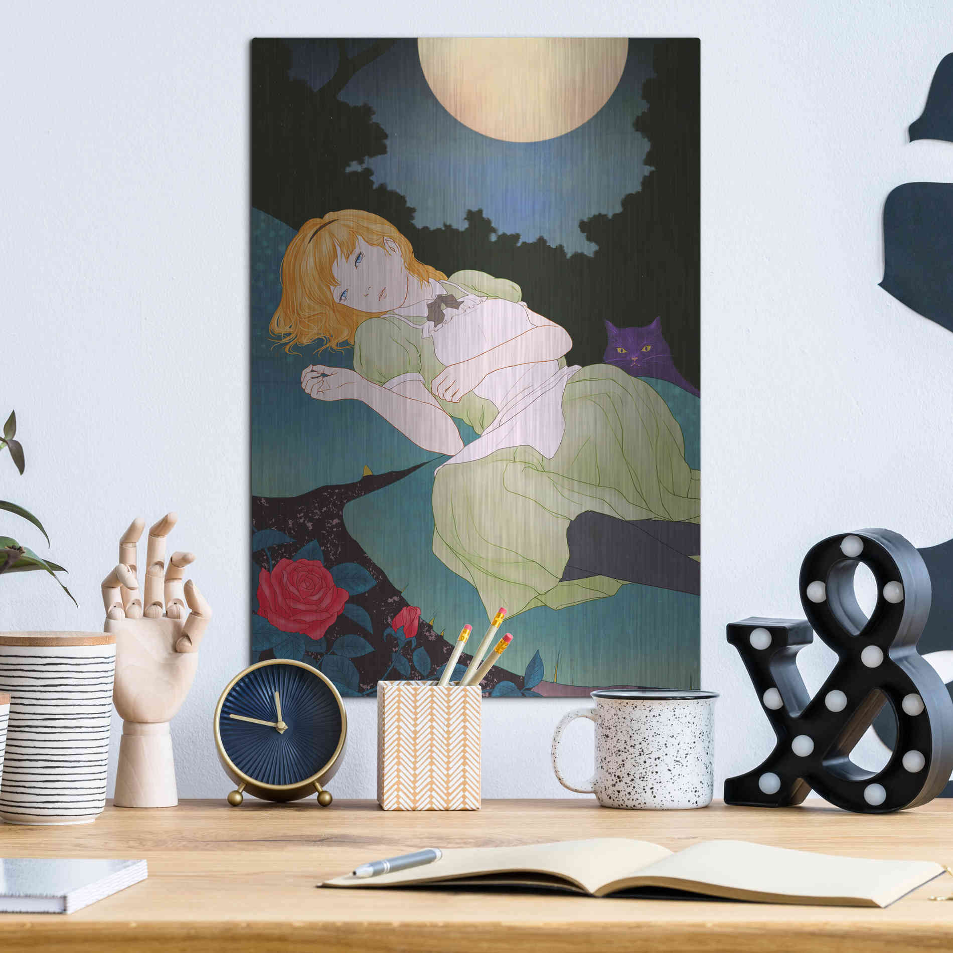 Luxe Metal Art 'Moonlight' by Sai Tamiya, Metal Wall Art,12x16